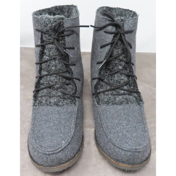 The Sak Sakroots Womens 10 Gray Jayla Boots Lace Up Booties Owl Felt Boucle NEW - Picture 3 of 12